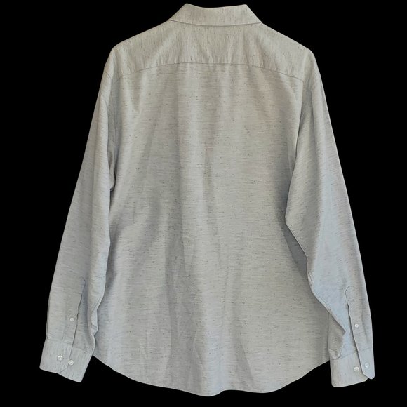 Bonobos Shirt Men's L Light Gray Blue Fleck Button Drop Tail Long Sleeve Cotton - Picture 7 of 9